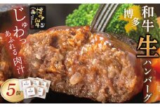 U09-09-01 博多和牛 生ハンバーグ 5個セット ブランド肉 ハンバーグ 肉汁 焼くだけ 簡単調理 ごちそう 個包装 お取り寄せ ギフト 贈答 牛肉 国産 和牛 人気 おすすめ 冷凍 ブランド 絶品 高級 高品質 お歳暮 【上野焼チャンス】