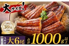 U61-72-03  国産うなぎ蒲焼大サイズ6尾（計1000g以上）鰻蒲焼用タレ・山椒付 うなぎ生産量日本一鹿児島県産・宮崎県産・熊本県産 うなぎ 鰻 国産 うなぎ蒲焼き うな重 ひつまぶし 国産鰻 ウナギ 蒲焼 人気 鰻 おすすめ タレ 山椒 鰻 6尾 大容量 鰻 うなぎ ウナギ 国産 福智町
