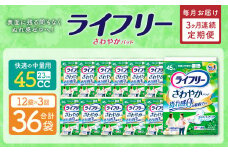 【3ヶ月連続定期便】 ライフリー さわやかパッド 快適の中量用 22枚×12袋 特許技術