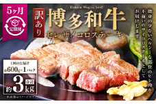 【5ヶ月定期便】【訳あり】博多和牛ヒレサイコロステーキ 約600g×1パック 合計3kg 牛肉 希少部位 ヒレ ひれ ヒレ肉 ヒレステーキ サイコロステーキ