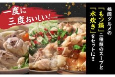 鶏水炊き&もつ鍋2種(醤油味・みそ味)満腹食べくらべ 各2人前(合計6人前) 吉富町/株式会社マル五 [BGAC024]