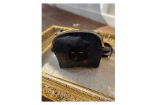 動物愛護 岡山デニム がま口 くろねこ 吉富町/猫山商事 [BGBE006] 福岡県