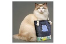 動物愛護 岡山デニム トートバッグ しろねこ 吉富町/猫山商事 [BGBE016] がま口 ガマ口 福岡県