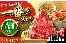 【全3回定期便】【訳あり】【A4~A5】博多和牛 切り落とし 1.2kg(600g×2P) 吉富町/株式会社MEAT PLUS [BGAB092]