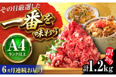 【全6回定期便】【訳あり】【A4~A5】博多和牛 切り落とし 1.2kg(600g×2P) 吉富町/株式会社MEAT PLUS [BGAB093]