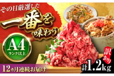 【全12回定期便】【訳あり】【A4~A5】博多和牛 切り落とし 1.2kg(600g×2P) 吉富町/株式会社MEAT PLUS [BGAB094]