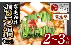 【黒毛和牛専門　もつ鍋こうづき】もつ鍋セット醤油味2～3人前 KO0305