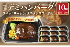 容器のままレンジで簡単！特製デミハンバーグ10個 【ブロッコリー&ミックスベジタブル添え】KP8206