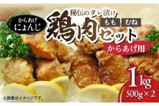 「からあげ にょんじ」秘伝のタレ漬け鶏肉セット（からあげ用 鶏もも肉500g+鶏むね肉500g） NYJ0506