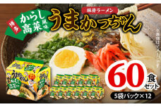 豚骨ラーメン うまかっちゃん 博多からし高菜風味 60食セット（5袋パック×12セット） PC8806