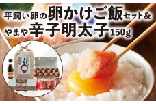 平飼い卵の新鮮卵かけご飯セット＆やまや辛子明太子150ｇセット【上毛町特別企画】C01302