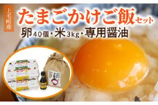 上毛町産の「たまごかけご飯セット」(卵40個・米3kg・専用醤油)　C01101