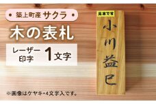 【築上町産木材】サクラの木 の 表札 1文字《築上町》【京築ブランド館】 [ABAI010] 13000円