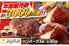 ジョイフル ハンバーグ スペシャル 詰め合わせ 3種 30個 セット《築上町》【株式会社　ジョイフル】[ABAA011] 牛100% ギフト 食べ比べ 大容量 肉 牛 はんばーぐ ファミレス 冷凍 簡単 おかず 弁当 小分け 個包装 保存料不使用 人気 19000円