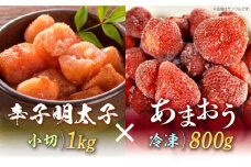 【訳あり】辛子明太子 小切1kg（100g×10p）＆ あまおう セット1.8kg《築上町》【株式会社MEAT PLUS】 [ABBP072] 15000円