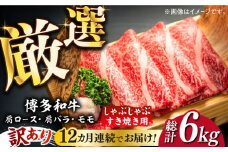 【全12回定期便】【訳あり】博多和牛 しゃぶしゃぶ すき焼き用 500g《築上町》【株式会社MEAT PLUS】 牛肉 肉 [ABBP093] 120000円