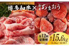 【全12回定期便】【訳あり】博多和牛 しゃぶすき ＆ あまおう セット 1.3kg《築上町》【株式会社MEAT PLUS】 [ABBP102] 196000円