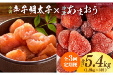 【全3回定期便】【訳あり】辛子明太子 小切1kg（100g×10p）＆ あまおう セット1.8kg《築上町》【株式会社MEAT PLUS】 [ABBP109] 45000円