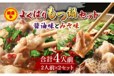 国産牛 よくばりもつ鍋 セット 醤油味2人前&みそ味2人前（計4人前）〆はマルゴめん 福岡県産の米粉麺《築上町》【株式会社マル五】 [ABCJ035] 12000円