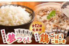 【全12回定期便】福岡県産米 夢つくし 300g×4袋 + 鶏ごぼうご飯の素 ×4袋 セット《築上町》【有限会社ファインリョーコク】 [ABCO008] 127000円