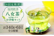 【全6回定期便】福岡銘茶 八女茶 ティーバッグ付 急須要らずのお手軽セット（便利なチャック付）《築上町》【株式会社マル五】 [ABCJ127] 64000円