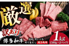【訳あり】博多和牛 焼肉 切り落とし1kg（500g×2p）《築上町》【MEAT PLUS】肉 お肉 牛肉 [ABBP120] 20000円