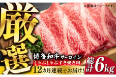 【全12回定期便】【厳選部位】博多和牛 サーロイン しゃぶしゃぶ すき焼き 用 500g《築上町》【MEAT PLUS】牛 牛肉 肉 スライス [ABBP141] 184000円