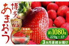 【2025年2月より順次発送】【全3回定期便】農家直送 朝どり新鮮いちご【博多あまおう】約270g×4パック《築上町》【株式会社H&Futures】 [ABDG006] 36000円