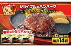 【全12回定期便】【福岡工場直送】ジョイフル ハンバーグ 14個 ( てりやき ソース + ペッパー )《築上町》【株式会社　ジョイフル】 [ABAA023] 126000円
