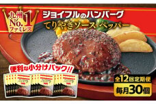 【全12回定期便】【福岡工場直送】ジョイフル ハンバーグ 30個 ( てりやきソース +ペッパー)《築上町》【株式会社　ジョイフル】 [ABAA047] 220000円