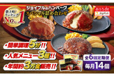 【全6回定期便】ジョイフル ハンバーグ スペシャル 詰め合わせ 3種 14個 セット《築上町》【株式会社　ジョイフル】[ABAA058] 牛100% ギフト 食べ比べ 大容量 肉 牛 はんばーぐ ファミレス 冷凍 簡単 おかず 弁当 小分け 個包装 保存料不使用 人気定期便 63000円