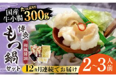 【全12回定期便】博多もつ鍋セット（和風醤油仕立て）2〜3人前《築上町》【株式会社ベネフィス】 [ABDF042] 143000円