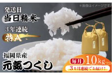 【先行予約】【全3回定期便】福岡県産【特A】評価のお米「元気つくし」5kg×2袋 [10kg] [白米]【2024年11月下旬以降順次発送】《築上町》【株式会社ベネフィス】 [ABDF115] 精米 米 ご飯 ごはん こめ コメ 76000円
