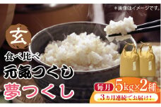 【先行予約】【全3回定期便】福岡県産【特A米】元気つくし【A米】夢つくしの食べ比べ 各5kg×2袋 [10kg] [玄米]【2024年11月下旬以降順次発送】《築上町》【株式会社ベネフィス】 [ABDF130]  ご飯 ごはん 米 こめ コメ おにぎり 76000円