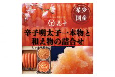【博多辛子明太子の島本】希少国産卵・無着色辛子明太子一本物240ｇとイカめんたい160ｇとしっとり鮭めんたい160ｇの詰合せ《築上町》【株式会社島本食品】 [ABCR063] 23000円
