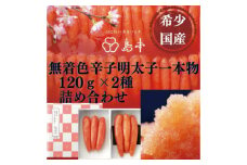 【博多辛子明太子の島本】希少国産卵・無着色辛子明太子一本物120ｇ×2種 ≪築上町≫【株式会社島本食品】めんたいこ たらこ 明太子 国内産 無着色 1本物 [ABCR015] 14000円