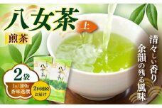【全2回定期便】八女茶(上)煎茶 100g×2袋《築上町》【株式会社木村食品(千代海苔株式会社)】お茶 茶 緑茶 ギフト [ABEI038]