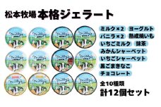【松本牧場】本格ジェラート ミリーズ12個セット［A016603］
