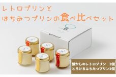 レトロプリンとはちみつプリンの食べ比べセット（2種計5個）［A0080-0005］