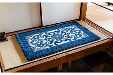 鍋島緞通 [手刺繍] 花菱龍唐草縁まんじ文 玉子地：C510-010