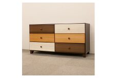 120ローチェスト3段マルーンⅡ【諸富家具】：C106-022