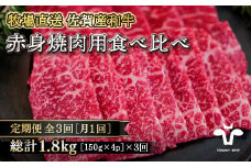 【定期便3回】【牧場直送】佐賀産黒毛和牛 赤身焼肉用 600g：B640-003