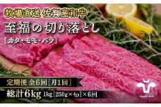 【定期便6回】【牧場直送】佐賀産黒毛和牛 至福のきりおとし1kg：C126-013