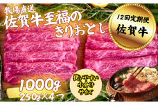 【定期便12回】佐賀牛 至福のきりおとし 1000g（250g×4P）：C250-030