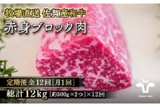 【定期便12回】【牧場直送】佐賀産黒毛和牛 赤身ブロック肉1000g：C273-002