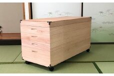 柿渋染め総桐衣裳箱 キャスター付4段 PKR-4C：B800-001