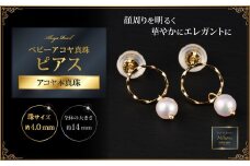 さりげなく揺れるベビーアコヤ真珠ピアスYG：B715-003