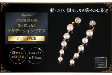 艶々揺れる♪アコヤ真珠のグラデーションピアス：C127-007