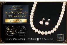 鑑別書付 7.5～8mmアコヤ真珠ネックレス・イヤリングorピアスセット：C508-001