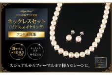 鑑別書付 8～8.5アコヤ真珠ネックレス・イヤリングorピアスセット：C669-001